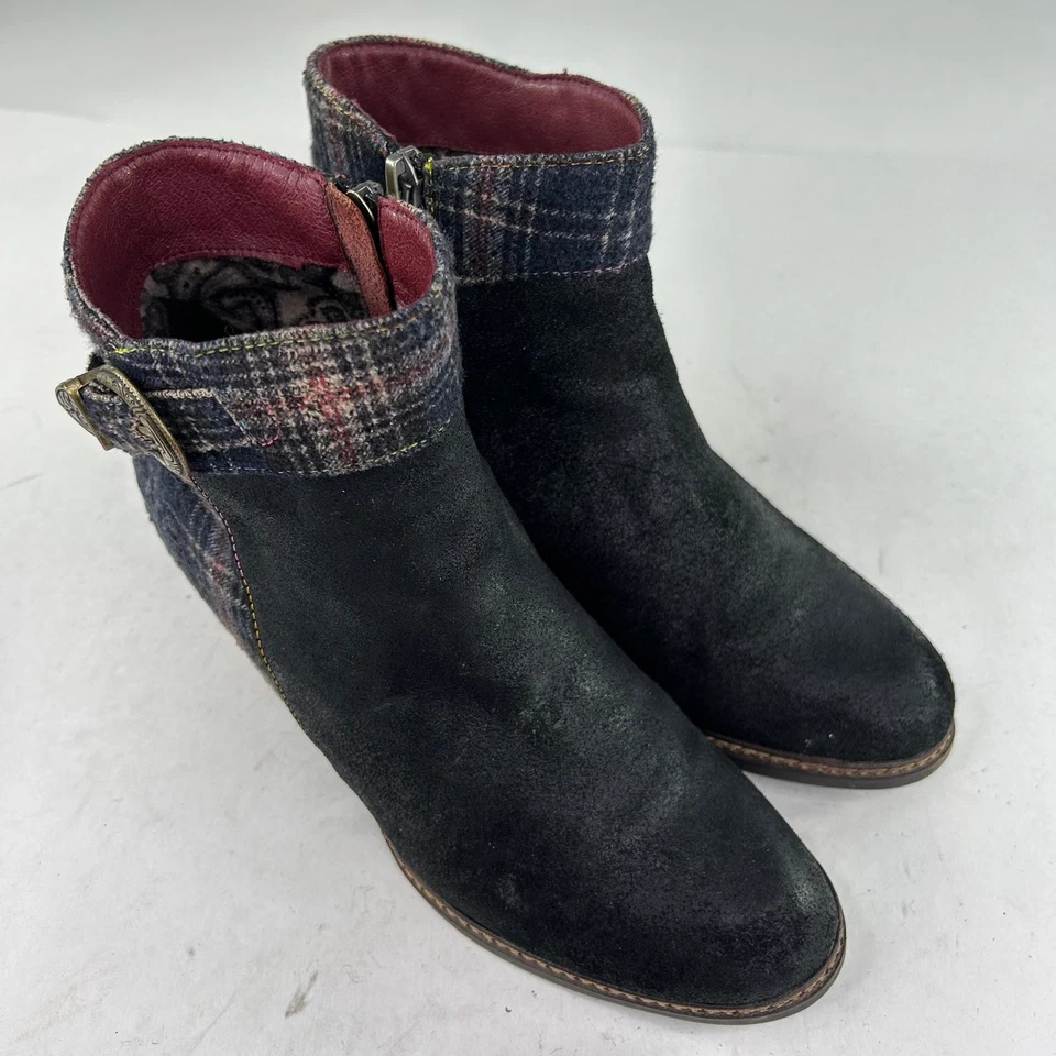 Botines L' Artiste Spring Step Scottala a Cuadros EE. UU. 7.5 Hebilla Cremallera Foto 4 de 4