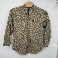 VTG Chaps Ralph Lauren Mens Long Sleeve Button Down Shirt Leaves Fall All Over L