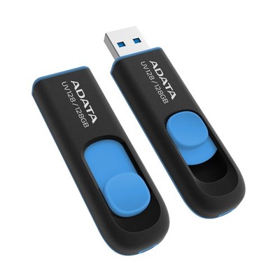 ADATA UV128 128GB USB3.1 Flash Drive, black/blue AUV128-128G-RBE UV128 128 GB