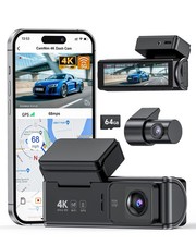 Dash Cam Front and Rear 4K 1080P, Dual Camera Dashcam Built-in 5GHz/2.4GHz Wi...