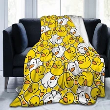 Cute Rubber Ducks Throw Blanket Ultra Soft Warm All Season Cartoon Duckies De...