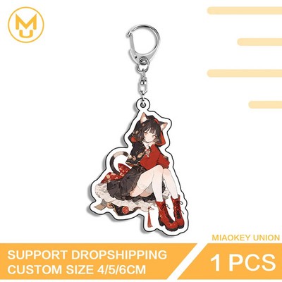 Cat Tattoo Girl Waifu Anime Double sided Key Chains for Gifts Parties Crafts
