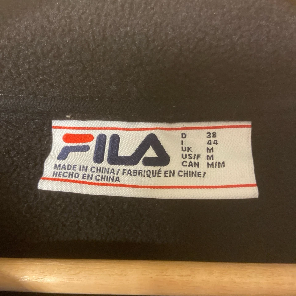 Pullover FILA Fleece Negro con Logo Neón Talla M Retro Y2K Años 80’s, Cremallera 1/4 Foto 4 de 4
