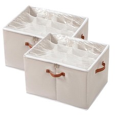 2 Pack Shoe Organizer for Closet - Shoe Organizer with Adjustable Dividers an...