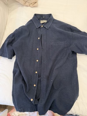 Kenny Flowers Island Classics Men's Blue Solid Short Sleeve Button-Up Shirt M