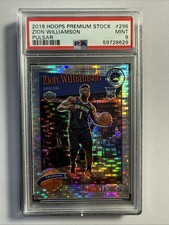 2019 NBA Hoops Premium Stock Tribute Pulsar Prizm #296 Zion Williamson  PSA 9