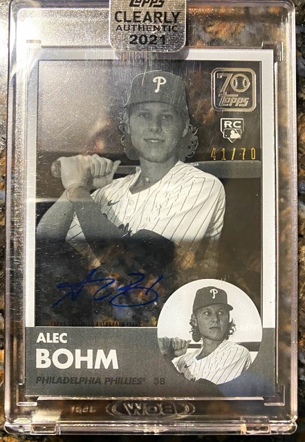 2021 Topps Clearly Authentic Alec Bohm Phillies RC Auto B&W /70 #70TBA-AB
