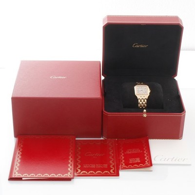 Cartier Large 883969 Panthere Factory Diamond 18k Yellow Gold Watch Box & Papers