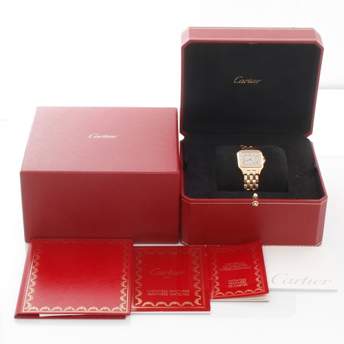 Cartier Large 883969 Panthere Factory Diamond 18k Yellow Gold Watch Box & Papers