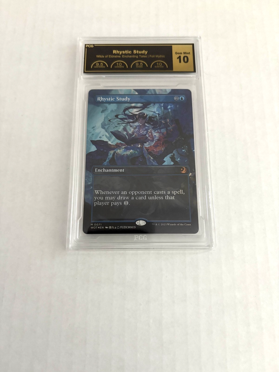 MTG Gem Mint 10 Rhystic Study (Anime Borderless Foil) PCG Wilds of