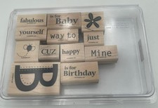 Stampin Up Two Step Stampin Just B Wood Mount Rubber Stamp Set