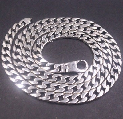Echt S925 Sterlingsilber Halskette Herren 7 mm Panzerkette Glied 26 Zoll / 68-70 g