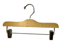 1 Vintage Kids Wood Wooden Hangers w/Adjustable Metal Clips 12" Child Size