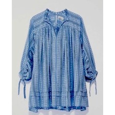 Urban Outfitters Large Jai Embroidered Babydoll Mini Frock Dress Blue Floral