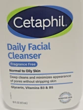 New Cetaphil Daily Facial Cleanser, Normal to Oily Skin, 16 Fl Oz -Missing Pump
