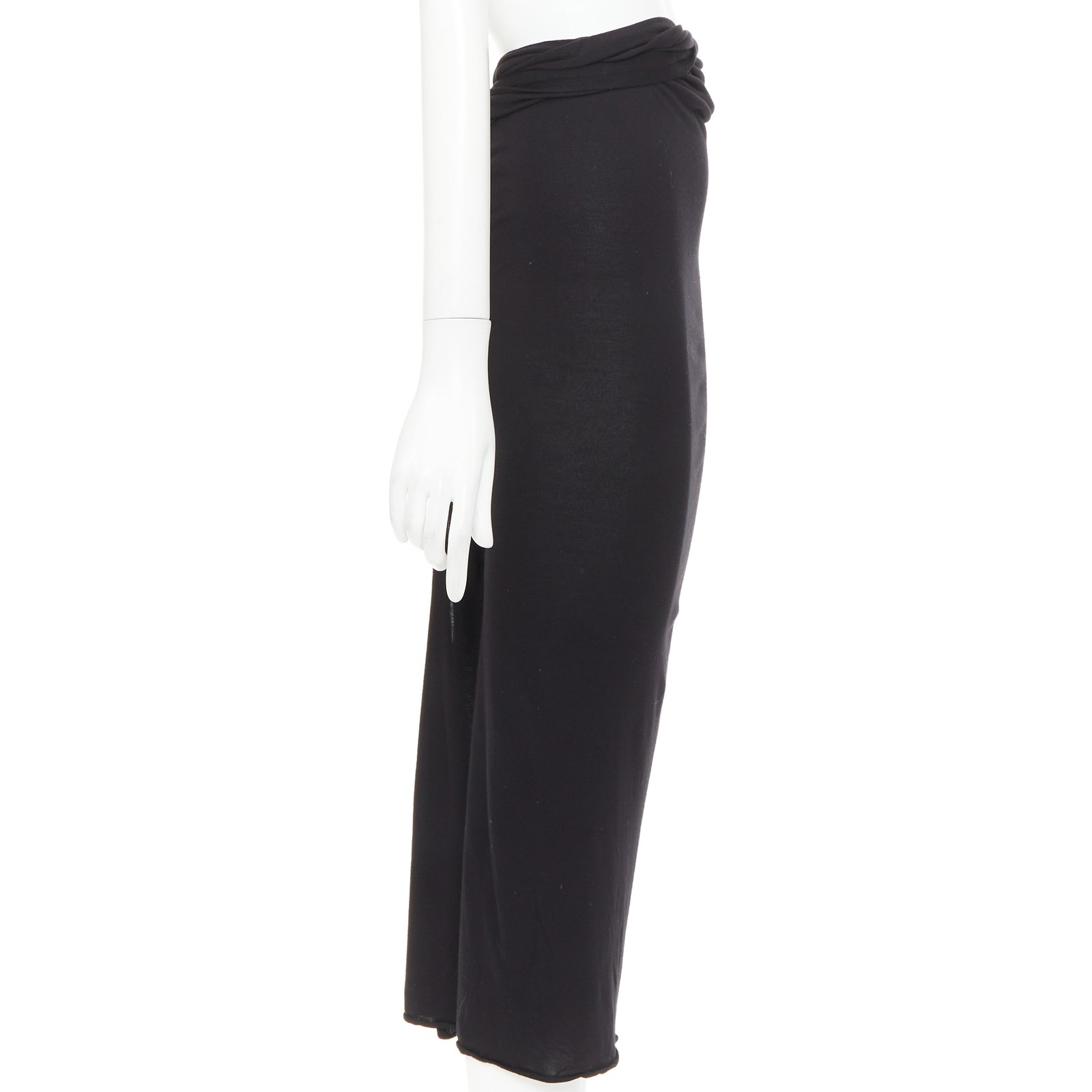 GIVENCHY black twist draped waist jersey high pencil midi skirt XS thumbnail 4
