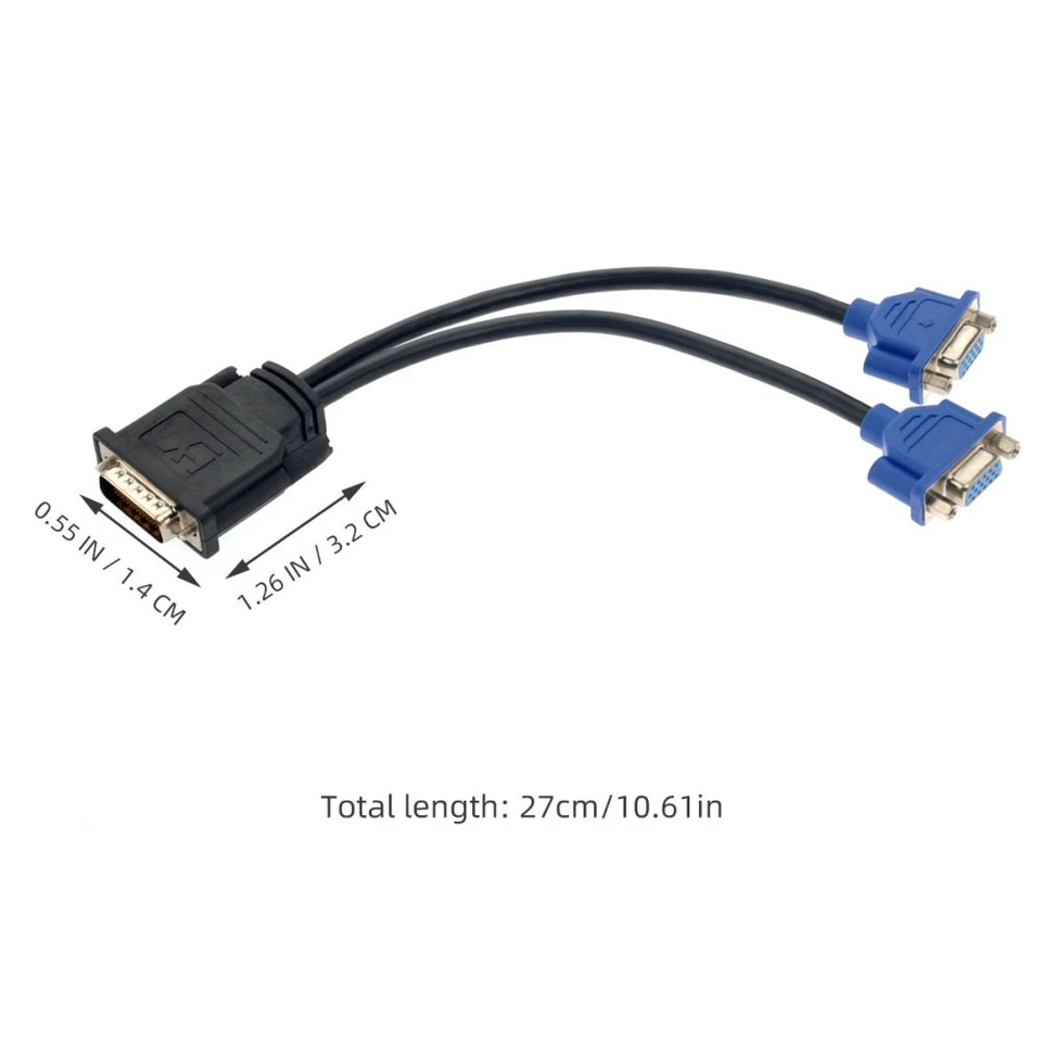 -59 Cable adaptador de video divisor Y VGA macho a doble hembra 59 pines para computadora Foto 3 de 4