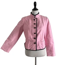 Carlisle Pink Blazer Mandarin Collar Suit Jacket Women Size 10 Peplum Statement