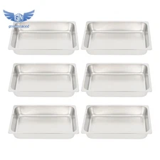 6Pcs 4" Deep Full Size Pans Catering Storage Metal Steamer food Catering Trays