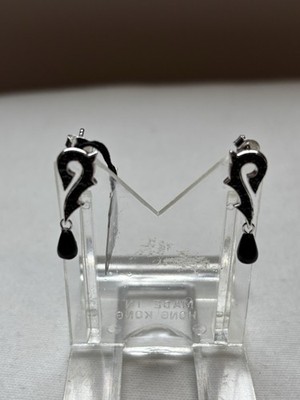 GUESS Collection Sterling Silver 925 W/ Black Onyx? Dangle Pierced Earrings NWT