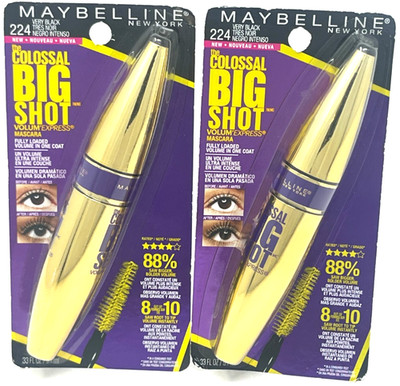 (2) Maybelline Colossal Big Shot Mascara Sealed 0.33 fl oz Each 224 - Very Black