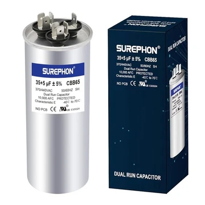 SUREPHON CBB65 Run Capacitor for ac 35/5 uf 35+5 MFD Dual 370-440 Volt, Works for HVAC...