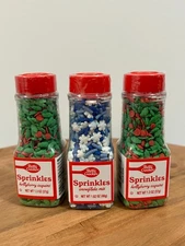 3 Pack Betty Crocker Cookie Sprinkles - 2x Hollyberry Sequins 1x Snowflake Mix