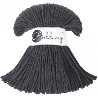 Bobbiny Braided Cotton Cord - Charcoal | 3mm 100m/108yds