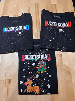 Lot of 3 Ballislife BALL IS LIFE Bucket Squad Graphics BLACK T-Shirts - Youth XS