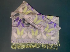 Pashmina Scarf 100% Pashmina Shawl Wrap Stole 27x74 Fringe Purple Gold Black