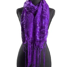 Floral PURPLE Sequin Scarf and Shawl for Evening Dresses