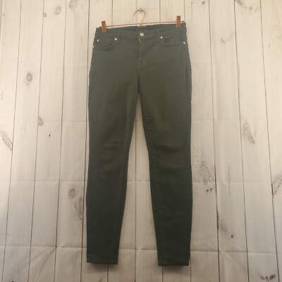 7 For All Mankind Jeans Women Skinny 5 Pocket Green Denim Actual 29x26
