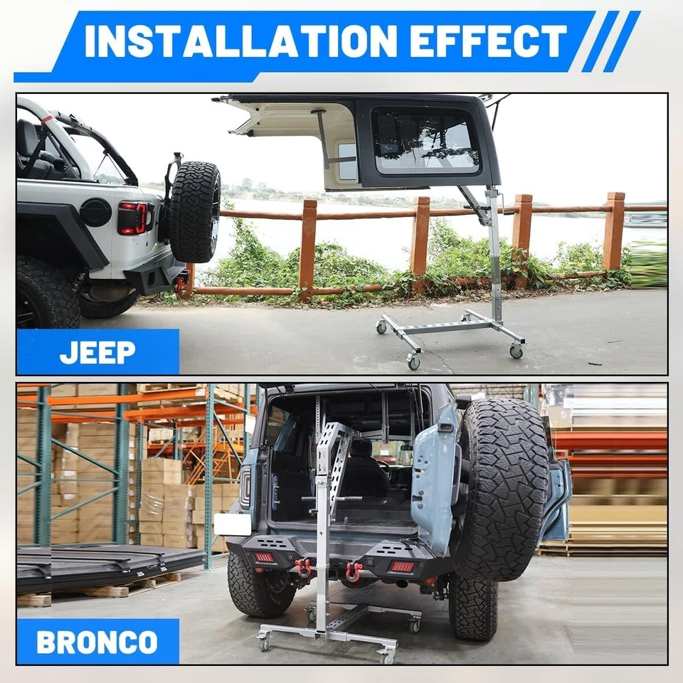 Elevador de extracción de techo rígido para Jeep Wrangler JK JL 2007-2025 montaje Ford Bronco Foto 3 de 4