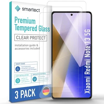 HANSEATIC BRANDS GMBH 3x Schutzglas Panzerfolie für Xiaomi Redmi Note 13 5G Displayschutz Hartglas