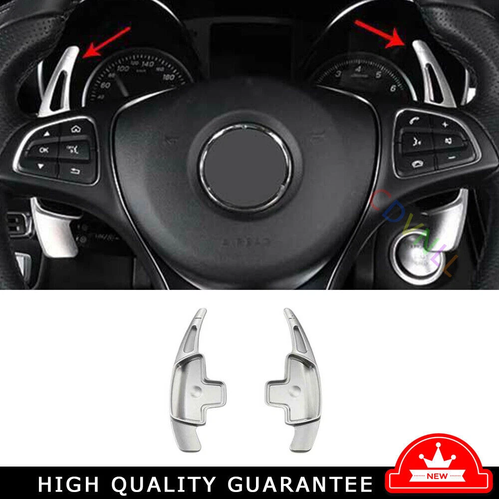 Sliver Aluminum Steering Wheel Shift Paddles 2PCS For Benz E-Class W213 2016-21