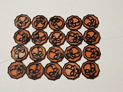 20 Red Black Skull Coin Counter Token Abilities Trading Card Game Creatures 