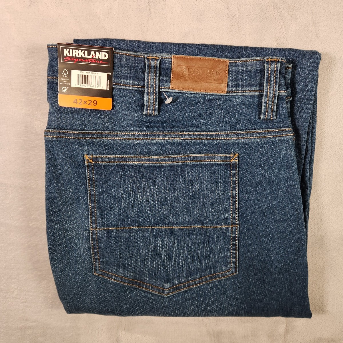 Kirkland Signature Jeans Mens 42X29 Blue Straight Fit Denim Pants Workwear  NWT