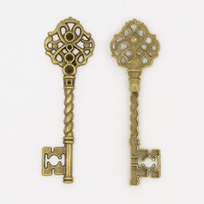 Large Skeleton Key Pendant Antiqued Bronze Steampunk Key 68mm