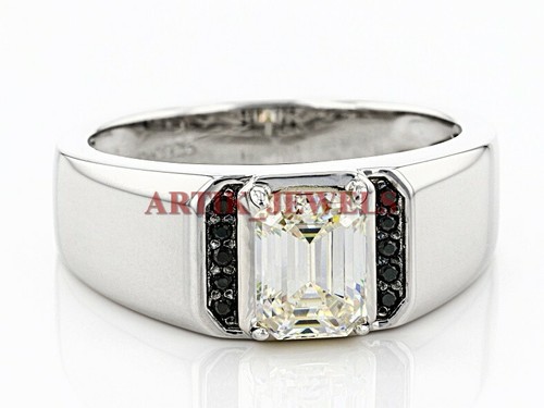 Moissanite &Black Onyx with 14k White Gold Plated 925 Sterling Silver Ring #2911 - 第 1/4 張圖片