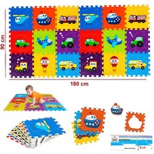 Tappeto Puzzle Veicoli Gioco Bambini Tappetino Eva Morbido Lavabile 180 x 90 cm