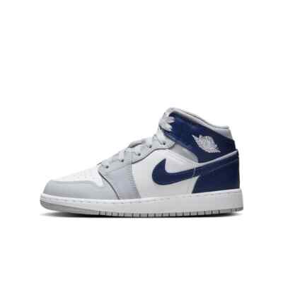 Nike Jordan 1 Mid White Midnight Navy Wolf Grey Sneaker Turnschuhe 37,5 38 38,5