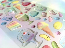 Puffy Gold Cottagecore Tea Desserts Party Girly Pink Sticker Sheet Junk Journal