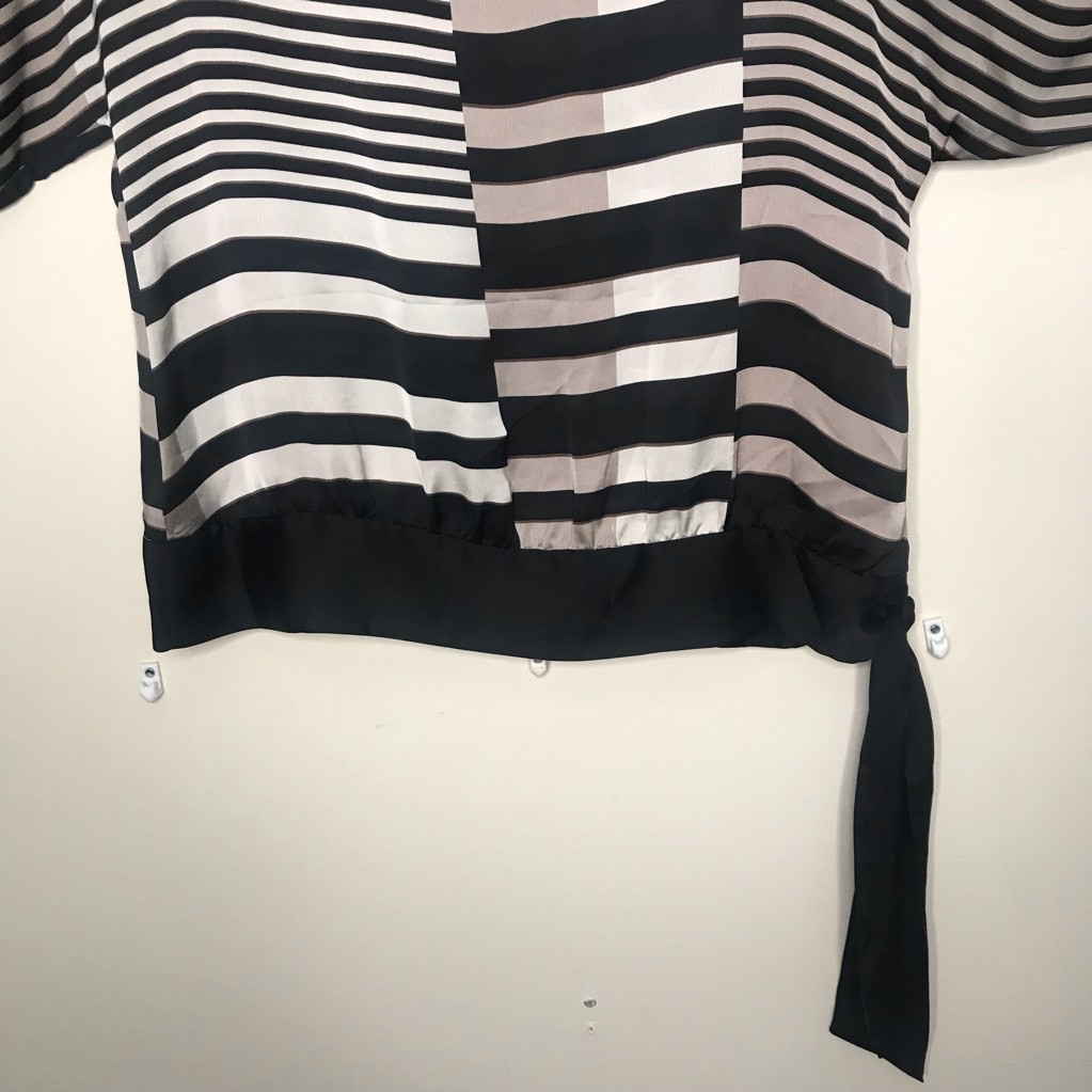 Apostrophe Womens Blouse Black Patchwork Stripe D… - image 3