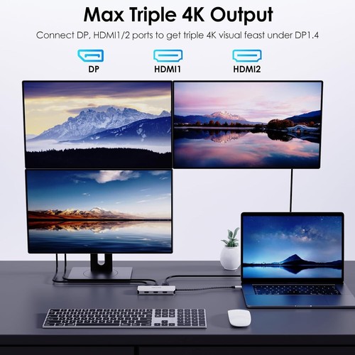 USB C Laptop Docking Station with Dual HDMI, DisplayPort, VGA, 3x USB 2.0 Ports - Photo 4/9