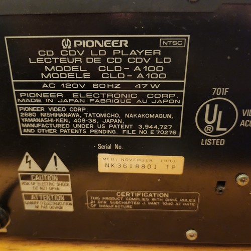 US NTSC version Pioneer LaserActive CLD-A100 Laserdisc Player Powers On READ - Picture 13 of 21