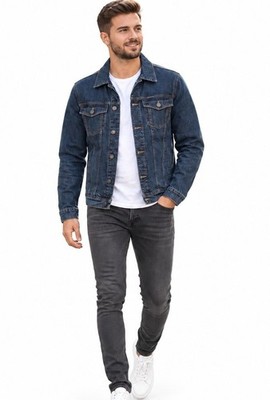Pull&Bear Men s Blue Denim Trucker Jacket Size Small  Classic Jean
