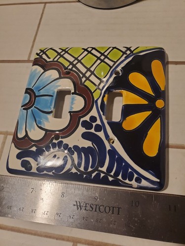 Talavera Mexico Folk Art 2 Toggle Switch Double Plate Cover Handmade Authentic! - Picture 13 of 15