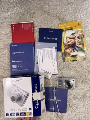 Sony Cyber-shot DSC-W100 Digital Camera 8.1MP Silver 3X Zoom LCD Point Shoot Box