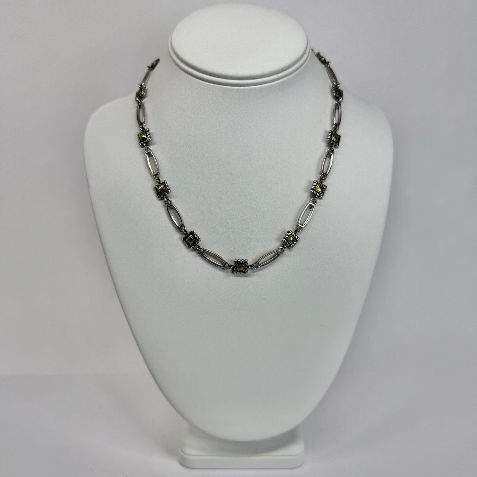 BRIGHTON Charm Chain Two Tone Vintage Necklace Jewelry N592