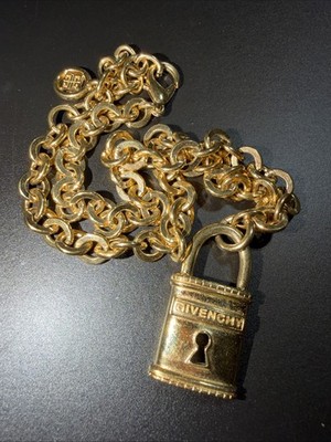 Vintage Givenchy Goldtone Lock Necklace 18''